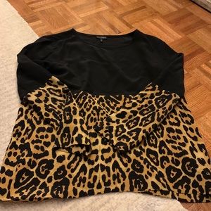 Black and leopard silk top from intermix
